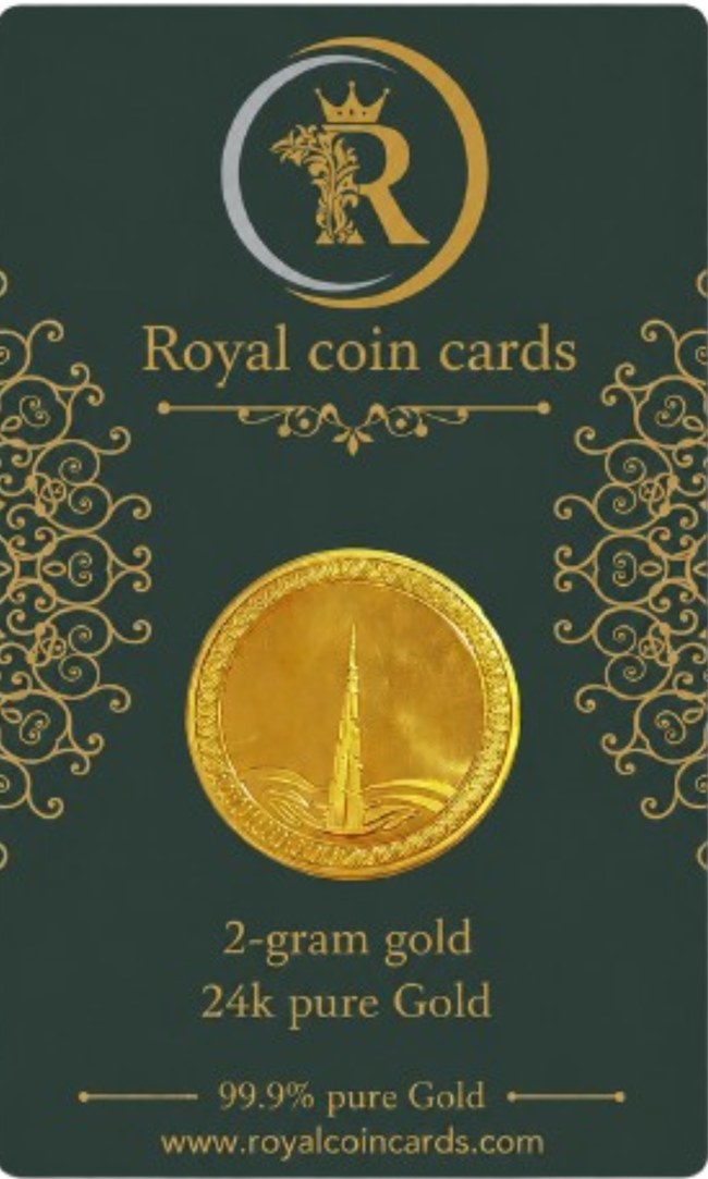 2 gram gold coin card, custom printed blister packaging