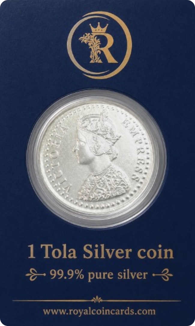 1 Tola silver coin card, custom printed blister packaging